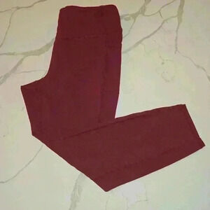 Gaiam Womens High Waisted 3/4 Length Maroon Size XL